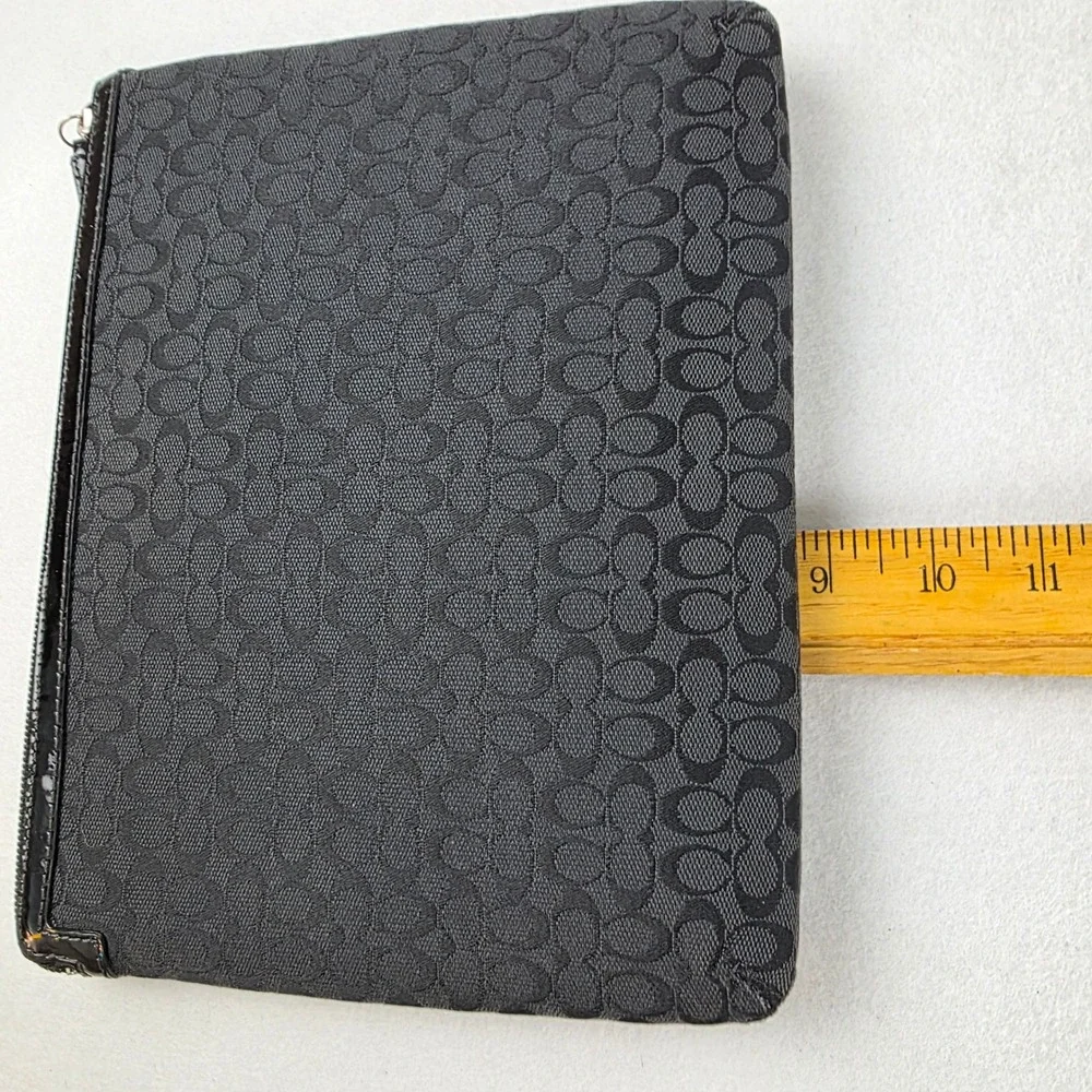Coach Black Signature Jacquard Zip Portfolio Pouch Document Case Laptop Sleeve